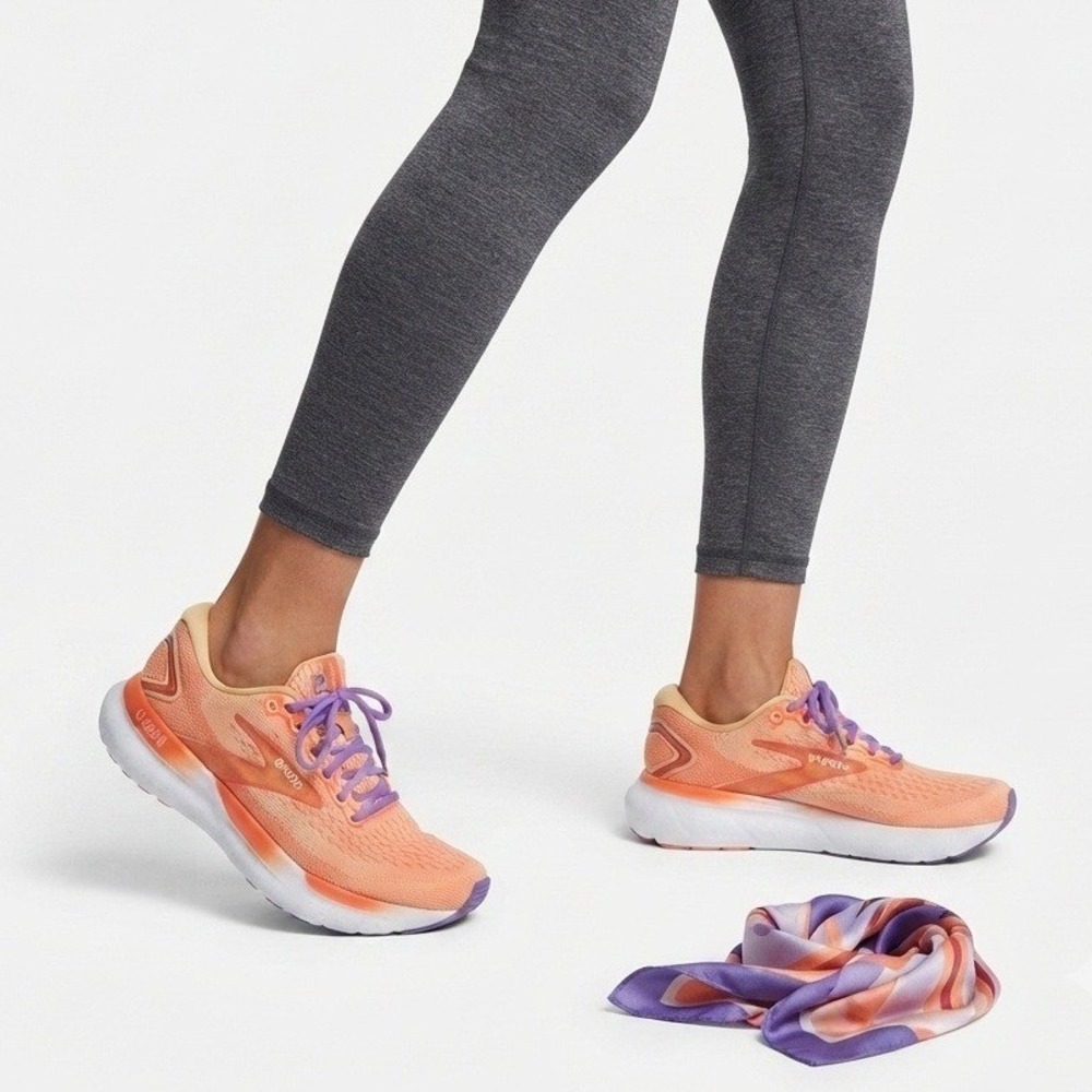 Brooks Glycerin 21 Womens Running Shoes Peach Orange Purple Mesh Sneaker